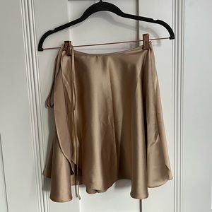 Tan satin ASOS wrap skirt